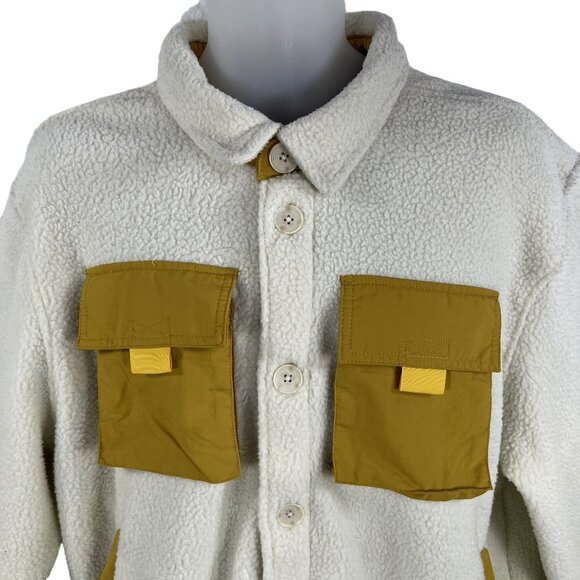 WESC NWT Sweden Sherpa Cargo Shacket Unisex Men XL Women XXL Color Block Jacket - Picture 4 of 16